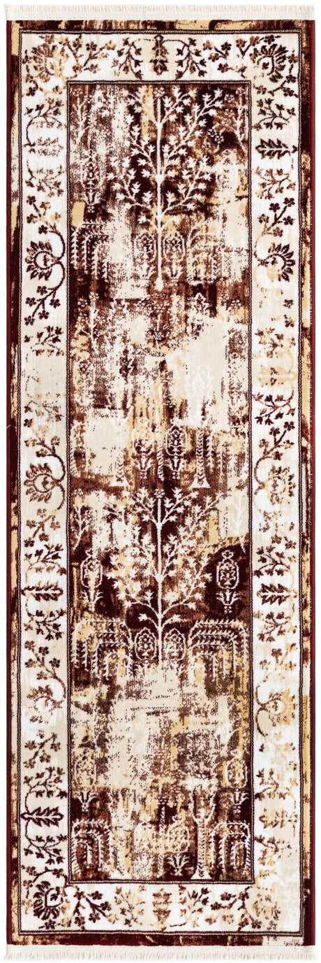 Burgundy Red 2' x 6' 1 Narenj Runner Area Rug 85% Polypropylene & 15% Polyester Traditional Classic Carpet for Living, Dining, Bedrooms, Office for Sale at Rug Engine