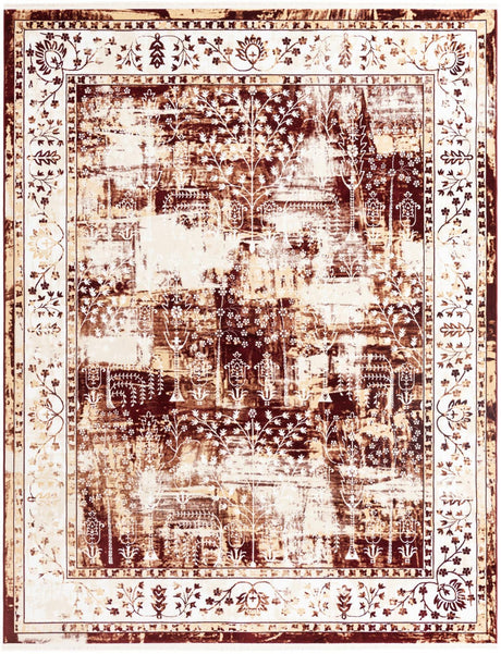 Burgundy Red 7' 10 x 10' Narenj Rectangle Area Rug 85% Polypropylene & 15% Polyester Traditional Classic Carpet for Living, Dining, Bedrooms, Office for Sale at Rug Engine