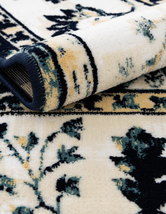 Blue and Ivory 7' 10 x 10' Narenj Rectangle Area Rug 85% Polypropylene & 15% Polyester Traditional Classic Carpet for Living, Dining, Bedrooms, Office for Sale at Rug Engine