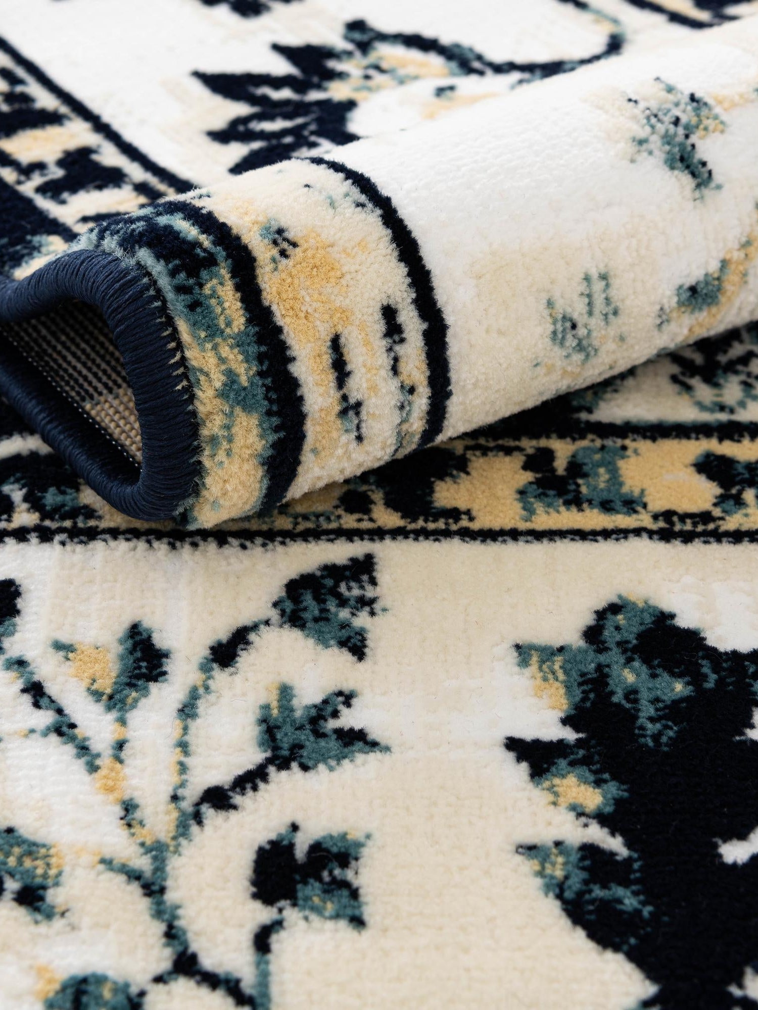 Blue and Ivory 4' 1 x 6' 1 Narenj Rectangle Area Rug 85% Polypropylene & 15% Polyester Traditional Classic Carpet for Living, Dining, Bedrooms, Office for Sale at Rug Engine