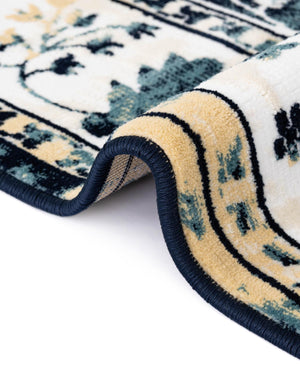 Blue and Ivory 4' 1 x 6' 1 Narenj Rectangle Area Rug 85% Polypropylene & 15% Polyester Traditional Classic Carpet for Living, Dining, Bedrooms, Office for Sale at Rug Engine