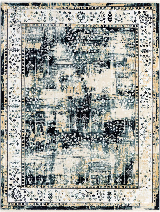 Blue and Ivory 7' 10 x 10' Narenj Rectangle Area Rug 85% Polypropylene & 15% Polyester Traditional Classic Carpet for Living, Dining, Bedrooms, Office for Sale at Rug Engine