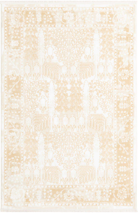 Ivory 4' 1 x 6' 1 Narenj Rectangle Area Rug 85% Polypropylene & 15% Polyester Traditional Classic Carpet for Living, Dining, Bedrooms, Office for Sale at Rug Engine