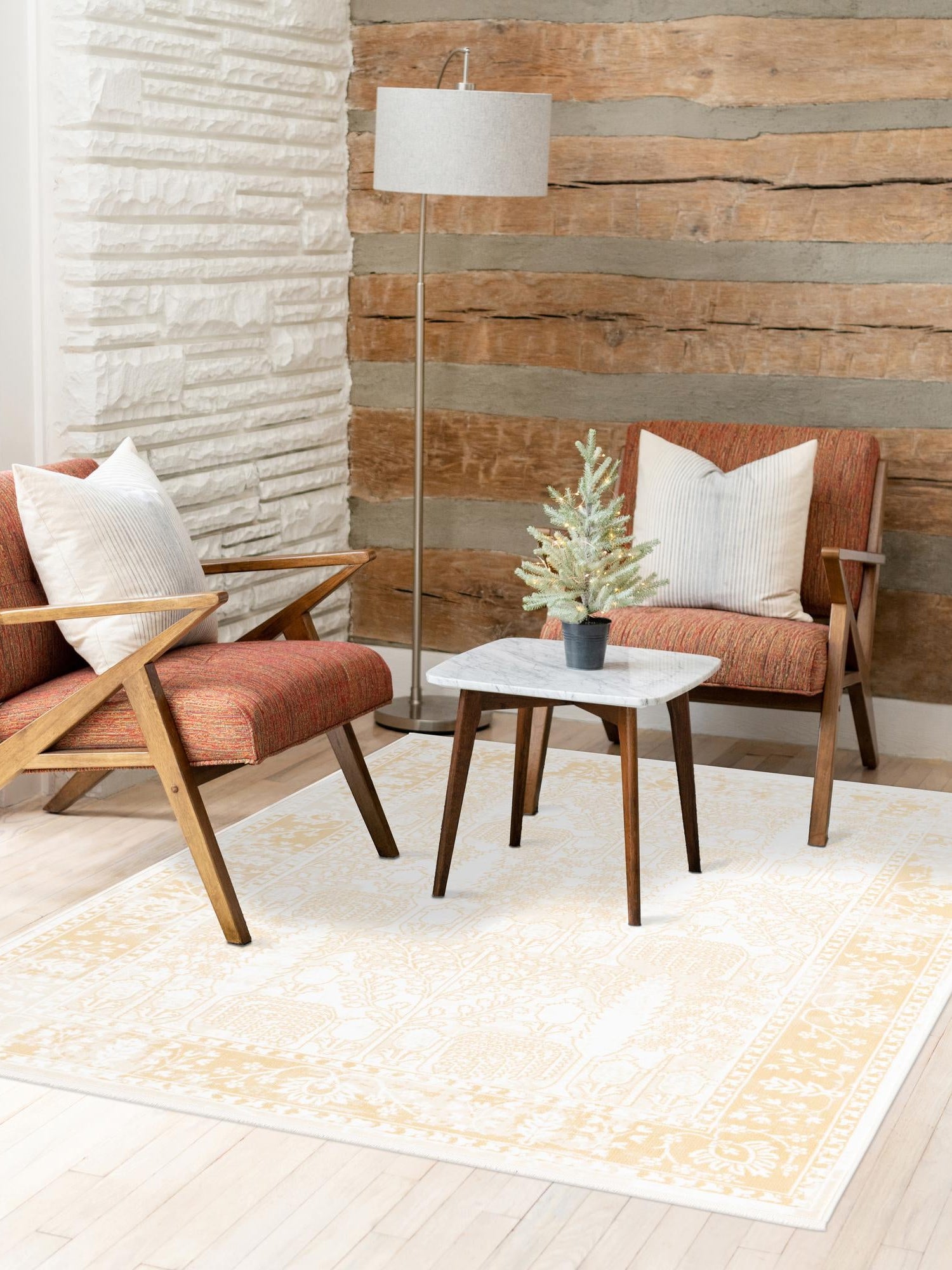 Ivory 4' 1 x 6' 1 Narenj Rectangle Area Rug 85% Polypropylene & 15% Polyester Traditional Classic Carpet for Living, Dining, Bedrooms, Office for Sale at Rug Engine
