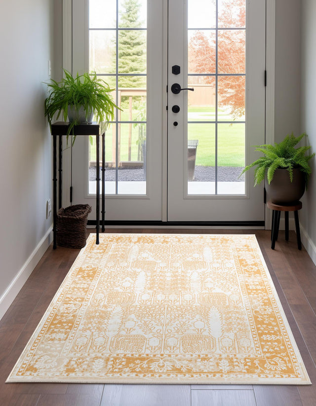 Ivory 5' 3 x 8' Narenj Rectangle Area Rug 85% Polypropylene & 15% Polyester Traditional Classic Carpet for Living, Dining, Bedrooms, Office for Sale at Rug Engine