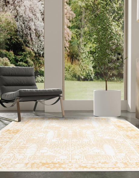 Ivory 5' 3 x 8' Narenj Rectangle Area Rug 85% Polypropylene & 15% Polyester Traditional Classic Carpet for Living, Dining, Bedrooms, Office for Sale at Rug Engine