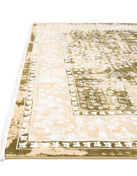 Green and Beige 4' 1 x 6' 1 Narenj Rectangle Area Rug 85% Polypropylene & 15% Polyester Traditional Classic Carpet for Living, Dining, Bedrooms, Office for Sale at Rug Engine