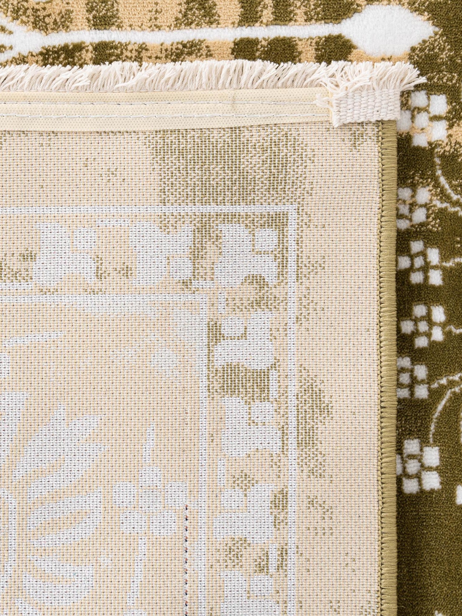Green and Beige 5' 3 x 8' Narenj Rectangle Area Rug 85% Polypropylene & 15% Polyester Traditional Classic Carpet for Living, Dining, Bedrooms, Office for Sale at Rug Engine
