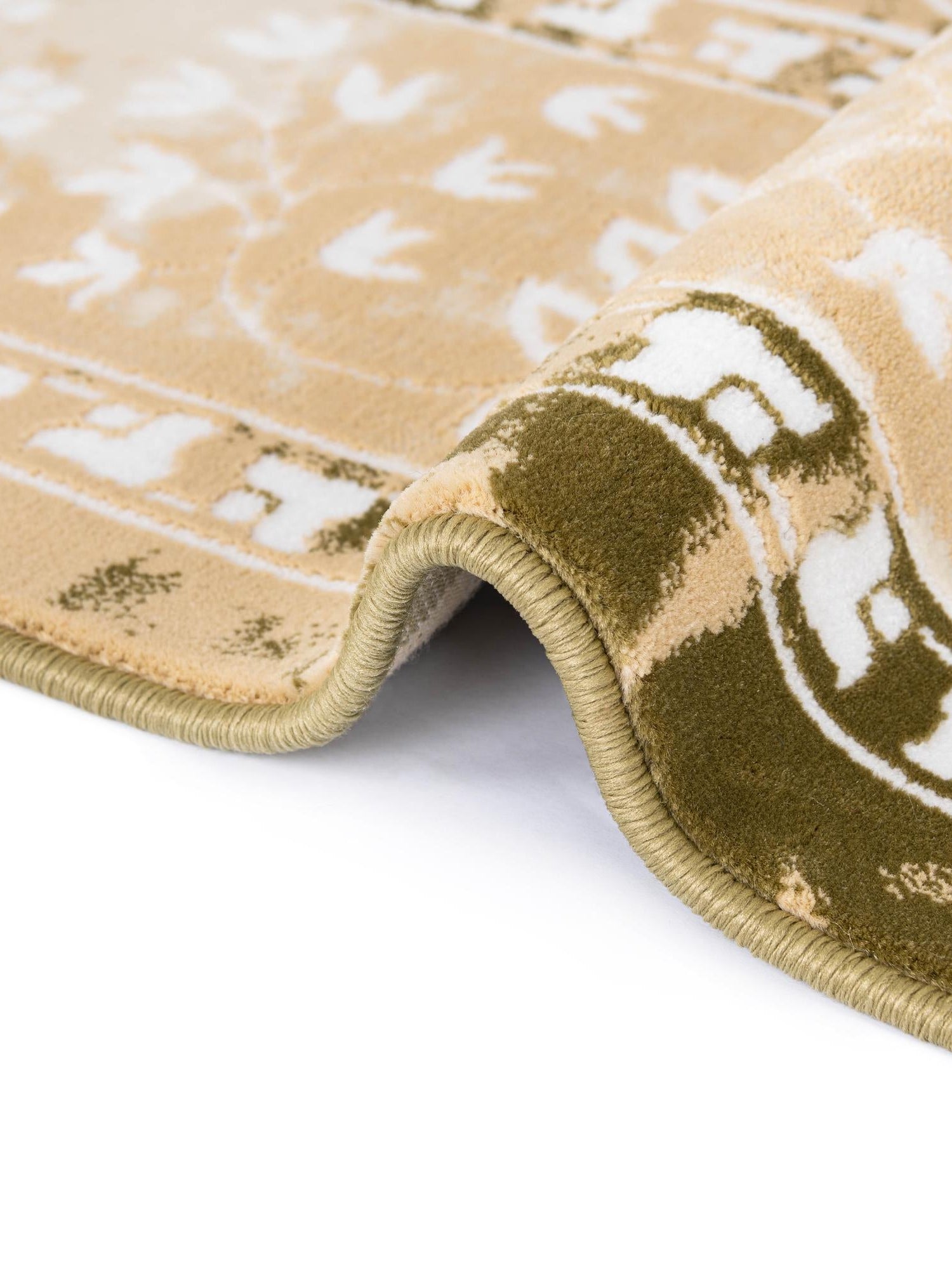 Green and Beige 7' 10 x 10' Narenj Rectangle Area Rug 85% Polypropylene & 15% Polyester Traditional Classic Carpet for Living, Dining, Bedrooms, Office for Sale at Rug Engine