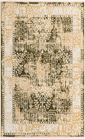 Green and Beige 5' 3 x 8' Narenj Rectangle Area Rug 85% Polypropylene & 15% Polyester Traditional Classic Carpet for Living, Dining, Bedrooms, Office for Sale at Rug Engine