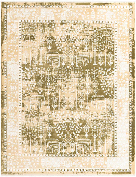 Green and Beige 7' 10 x 10' Narenj Rectangle Area Rug 85% Polypropylene & 15% Polyester Traditional Classic Carpet for Living, Dining, Bedrooms, Office for Sale at Rug Engine