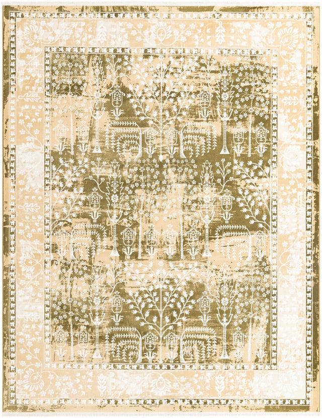 Green and Beige 7' 10 x 10' Narenj Rectangle Area Rug 85% Polypropylene & 15% Polyester Traditional Classic Carpet for Living, Dining, Bedrooms, Office for Sale at Rug Engine