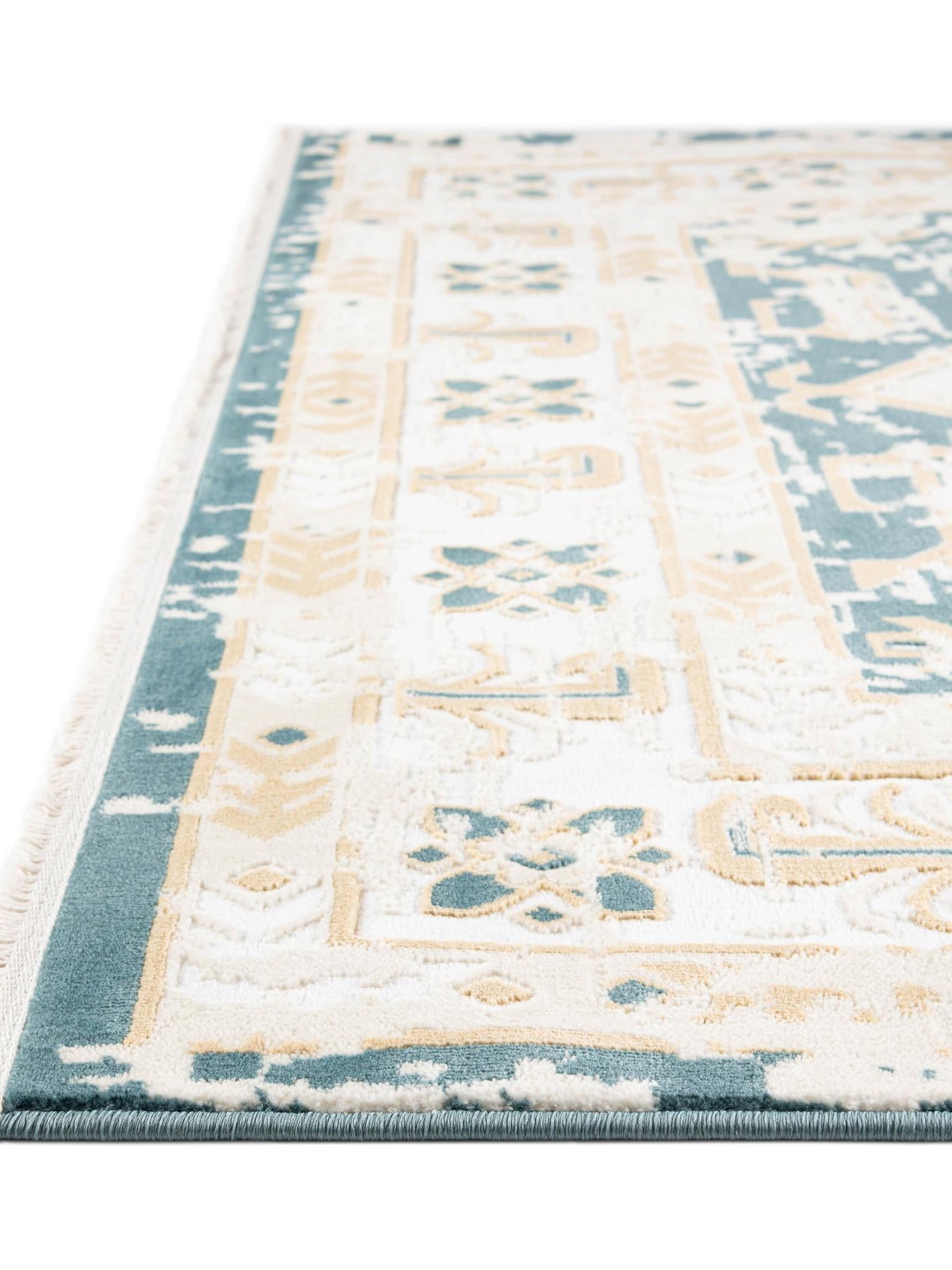 Blue and Ivory 5' 3 x 8' Narenj Rectangle Area Rug 85% Polypropylene & 15% Polyester Traditional Classic Carpet for Living, Dining, Bedrooms, Office for Sale at Rug Engine