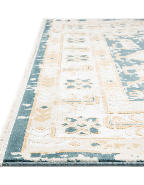 Blue and Ivory 5' 3 x 8' Narenj Rectangle Area Rug 85% Polypropylene & 15% Polyester Traditional Classic Carpet for Living, Dining, Bedrooms, Office for Sale at Rug Engine