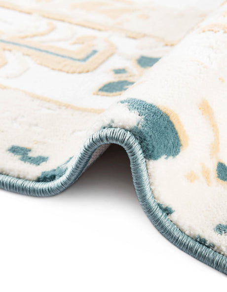 Blue and Ivory 5' 3 x 8' Narenj Rectangle Area Rug 85% Polypropylene & 15% Polyester Traditional Classic Carpet for Living, Dining, Bedrooms, Office for Sale at Rug Engine