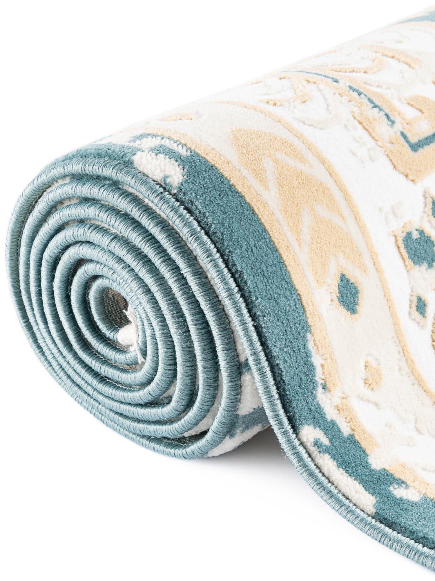 Blue and Ivory 4' 1 x 6' 1 Narenj Rectangle Area Rug 85% Polypropylene & 15% Polyester Traditional Classic Carpet for Living, Dining, Bedrooms, Office for Sale at Rug Engine