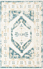 Blue and Ivory 5' 3 x 8' Narenj Rectangle Area Rug 85% Polypropylene & 15% Polyester Traditional Classic Carpet for Living, Dining, Bedrooms, Office for Sale at Rug Engine
