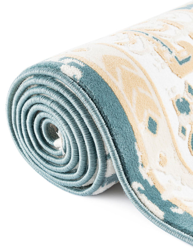 Blue and Ivory 2' x 6' 1 Narenj Runner Area Rug 85% Polypropylene & 15% Polyester Traditional Classic Carpet for Living, Dining, Bedrooms, Office for Sale at Rug Engine
