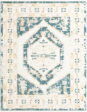Blue and Ivory 7' 10 x 10' Narenj Rectangle Area Rug 85% Polypropylene & 15% Polyester Traditional Classic Carpet for Living, Dining, Bedrooms, Office for Sale at Rug Engine