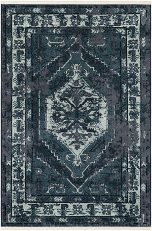 Midnight Blue 4' 1 x 6' 1 Narenj Rectangle Area Rug 85% Polypropylene & 15% Polyester Traditional Classic Carpet for Living, Dining, Bedrooms, Office for Sale at Rug Engine