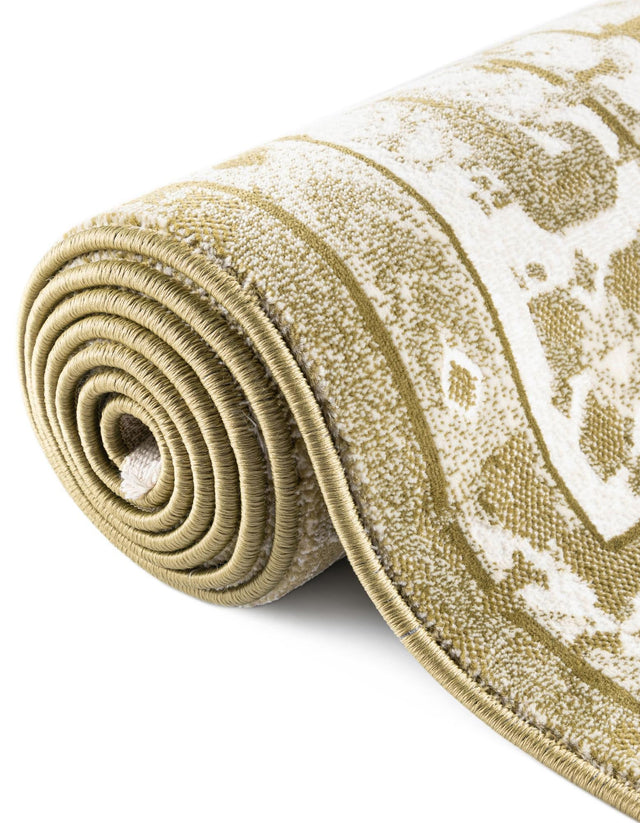 Olive Green 5' 3 x 8' Narenj Rectangle Area Rug 85% Polypropylene & 15% Polyester Traditional Classic Carpet for Living, Dining, Bedrooms, Office for Sale at Rug Engine