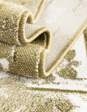 Olive Green 7' 10 x 10' Narenj Rectangle Area Rug 85% Polypropylene & 15% Polyester Traditional Classic Carpet for Living, Dining, Bedrooms, Office for Sale at Rug Engine