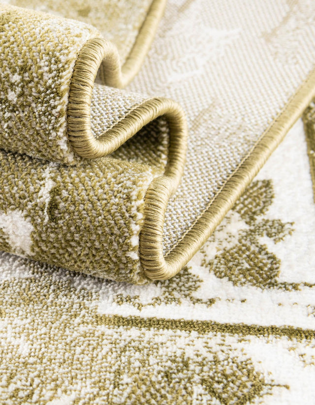 Olive Green 7' 10 x 10' Narenj Rectangle Area Rug 85% Polypropylene & 15% Polyester Traditional Classic Carpet for Living, Dining, Bedrooms, Office for Sale at Rug Engine