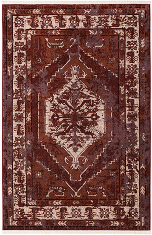 Burgundy Red 4' 1 x 6' 1 Narenj Rectangle Area Rug 85% Polypropylene & 15% Polyester Traditional Classic Carpet for Living, Dining, Bedrooms, Office for Sale at Rug Engine