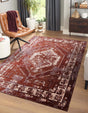 Burgundy Red 4' 1 x 6' 1 Narenj Rectangle Area Rug 85% Polypropylene & 15% Polyester Traditional Classic Carpet for Living, Dining, Bedrooms, Office for Sale at Rug Engine