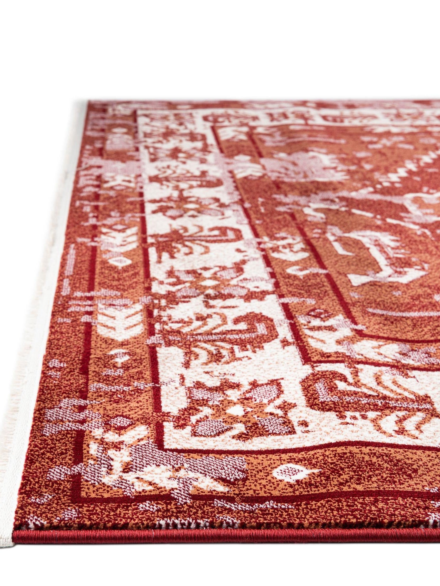 Burgundy Red 5' 3 x 8' Narenj Rectangle Area Rug 85% Polypropylene & 15% Polyester Traditional Classic Carpet for Living, Dining, Bedrooms, Office for Sale at Rug Engine