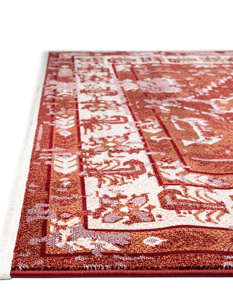 Burgundy Red 5' 3 x 8' Narenj Rectangle Area Rug 85% Polypropylene & 15% Polyester Traditional Classic Carpet for Living, Dining, Bedrooms, Office for Sale at Rug Engine