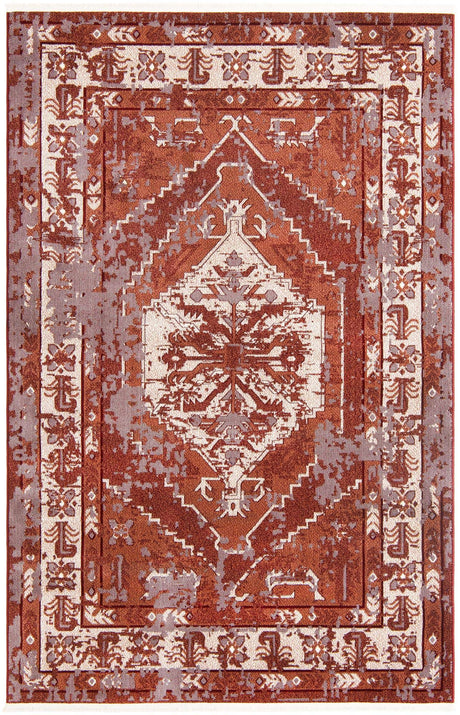 Burgundy Red 5' 3 x 8' Narenj Rectangle Area Rug 85% Polypropylene & 15% Polyester Traditional Classic Carpet for Living, Dining, Bedrooms, Office for Sale at Rug Engine