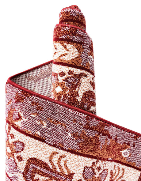 Burgundy Red 2' x 6' 1 Narenj Runner Area Rug 85% Polypropylene & 15% Polyester Traditional Classic Carpet for Living, Dining, Bedrooms, Office for Sale at Rug Engine