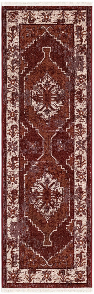 Burgundy Red 2' x 6' 1 Narenj Runner Area Rug 85% Polypropylene & 15% Polyester Traditional Classic Carpet for Living, Dining, Bedrooms, Office for Sale at Rug Engine