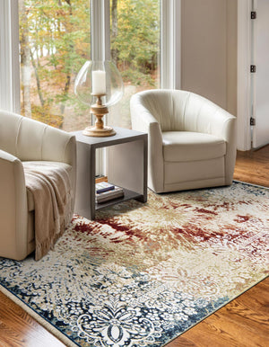 Multicolor 7' 10 x 10' Narenj Rectangle Area Rug 85% Polypropylene & 15% Polyester Traditional Classic Carpet for Living, Dining, Bedrooms, Office for Sale at Rug Engine