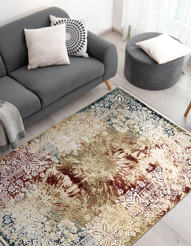 Multicolor 4' 1 x 6' 1 Narenj Rectangle Area Rug 85% Polypropylene & 15% Polyester Traditional Classic Carpet for Living, Dining, Bedrooms, Office for Sale at Rug Engine