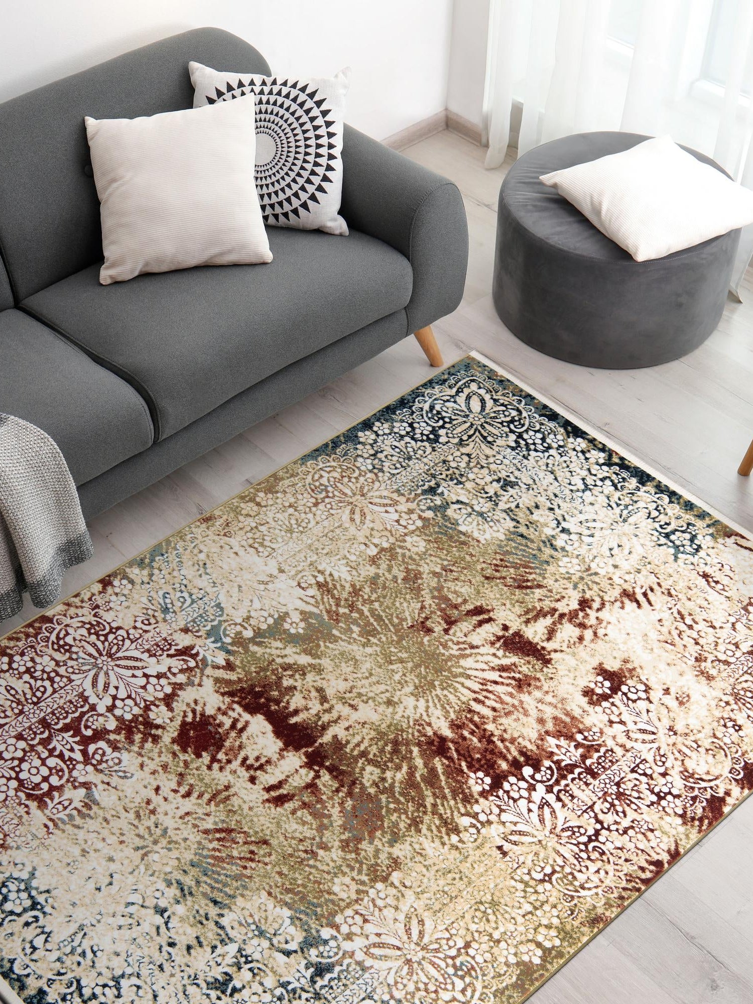 Multicolor 7' 10 x 10' Narenj Rectangle Area Rug 85% Polypropylene & 15% Polyester Traditional Classic Carpet for Living, Dining, Bedrooms, Office for Sale at Rug Engine