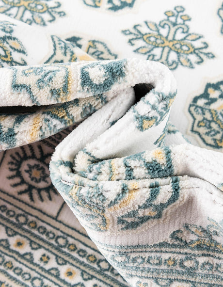 Ivory and Blue 5' 3 x 8' Narenj Rectangle Area Rug 85% Polypropylene & 15% Polyester Traditional Classic Carpet for Living, Dining, Bedrooms, Office for Sale at Rug Engine