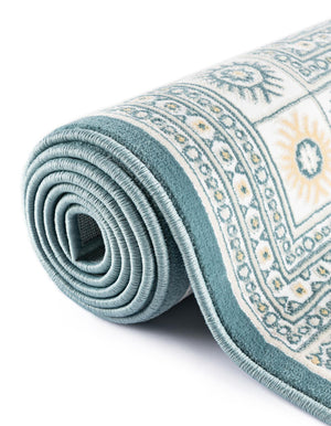 Ivory and Blue 5' 3 x 8' Narenj Rectangle Area Rug 85% Polypropylene & 15% Polyester Traditional Classic Carpet for Living, Dining, Bedrooms, Office for Sale at Rug Engine
