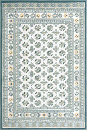 Ivory and Blue 5' 3 x 8' Narenj Rectangle Area Rug 85% Polypropylene & 15% Polyester Traditional Classic Carpet for Living, Dining, Bedrooms, Office for Sale at Rug Engine