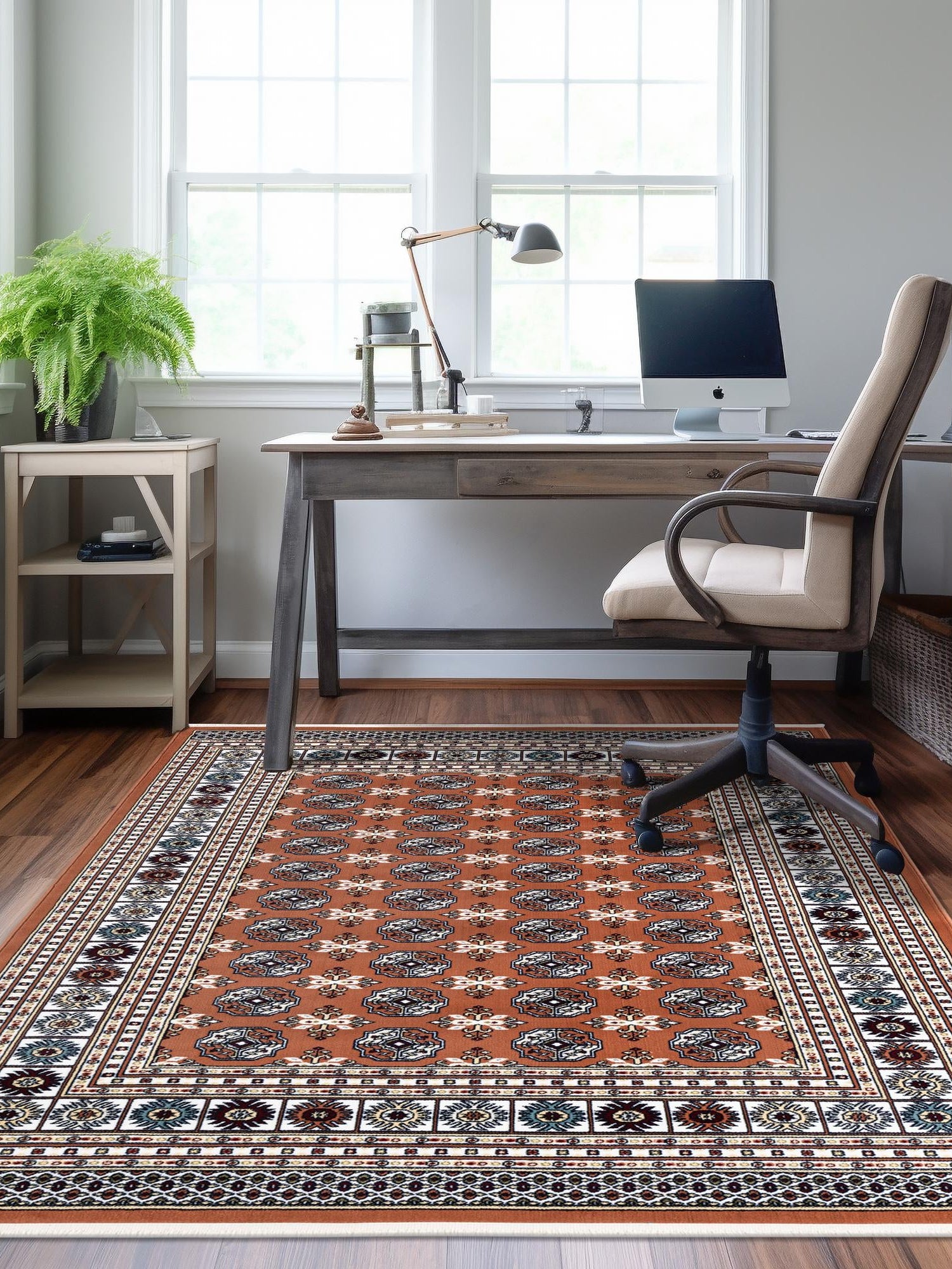 Dusty Pink 4' 1 x 6' 1 Narenj Rectangle Area Rug 85% Polypropylene & 15% Polyester Traditional Classic Carpet for Living, Dining, Bedrooms, Office for Sale at Rug Engine