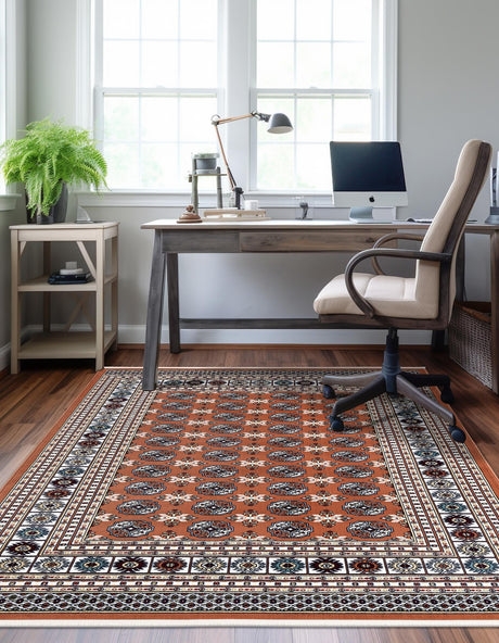 Dusty Pink 4' 1 x 6' 1 Narenj Rectangle Area Rug 85% Polypropylene & 15% Polyester Traditional Classic Carpet for Living, Dining, Bedrooms, Office for Sale at Rug Engine