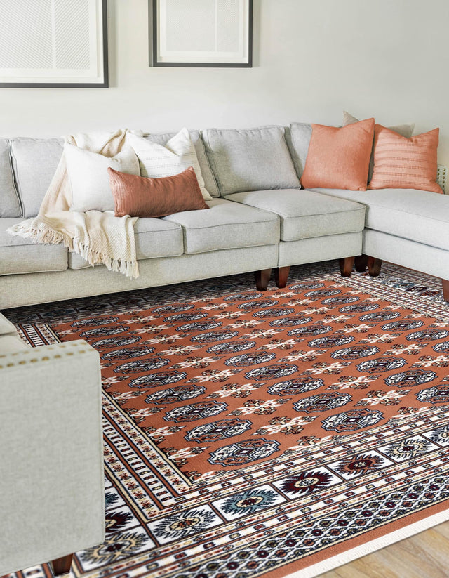 Dusty Pink 7' 10 x 10' Narenj Rectangle Area Rug 85% Polypropylene & 15% Polyester Traditional Classic Carpet for Living, Dining, Bedrooms, Office for Sale at Rug Engine