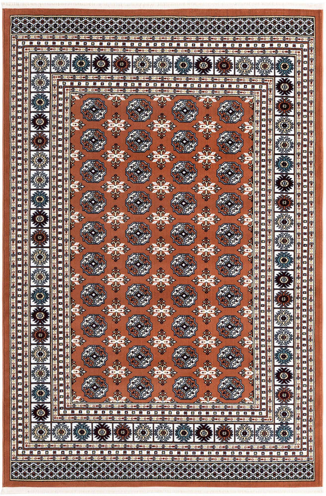 Dusty Pink 5' 3 x 8' Narenj Rectangle Area Rug 85% Polypropylene & 15% Polyester Traditional Classic Carpet for Living, Dining, Bedrooms, Office for Sale at Rug Engine