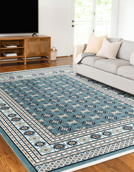 Aegean Blue 5' 3 x 8' Narenj Rectangle Area Rug 85% Polypropylene & 15% Polyester Traditional Classic Carpet for Living, Dining, Bedrooms, Office for Sale at Rug Engine