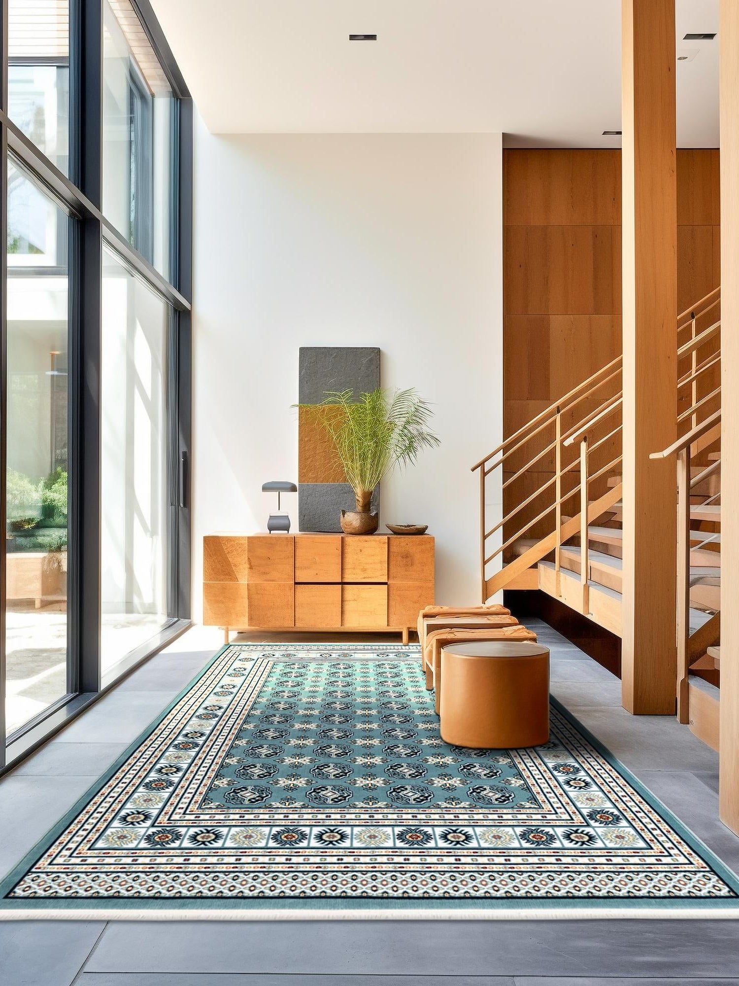 Aegean Blue 5' 3 x 8' Narenj Rectangle Area Rug 85% Polypropylene & 15% Polyester Traditional Classic Carpet for Living, Dining, Bedrooms, Office for Sale at Rug Engine