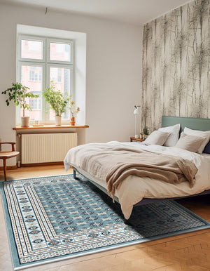 Aegean Blue 5' 3 x 8' Narenj Rectangle Area Rug 85% Polypropylene & 15% Polyester Traditional Classic Carpet for Living, Dining, Bedrooms, Office for Sale at Rug Engine