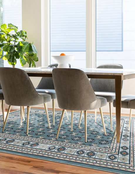 Aegean Blue 4' 1 x 6' 1 Narenj Rectangle Area Rug 85% Polypropylene & 15% Polyester Traditional Classic Carpet for Living, Dining, Bedrooms, Office for Sale at Rug Engine