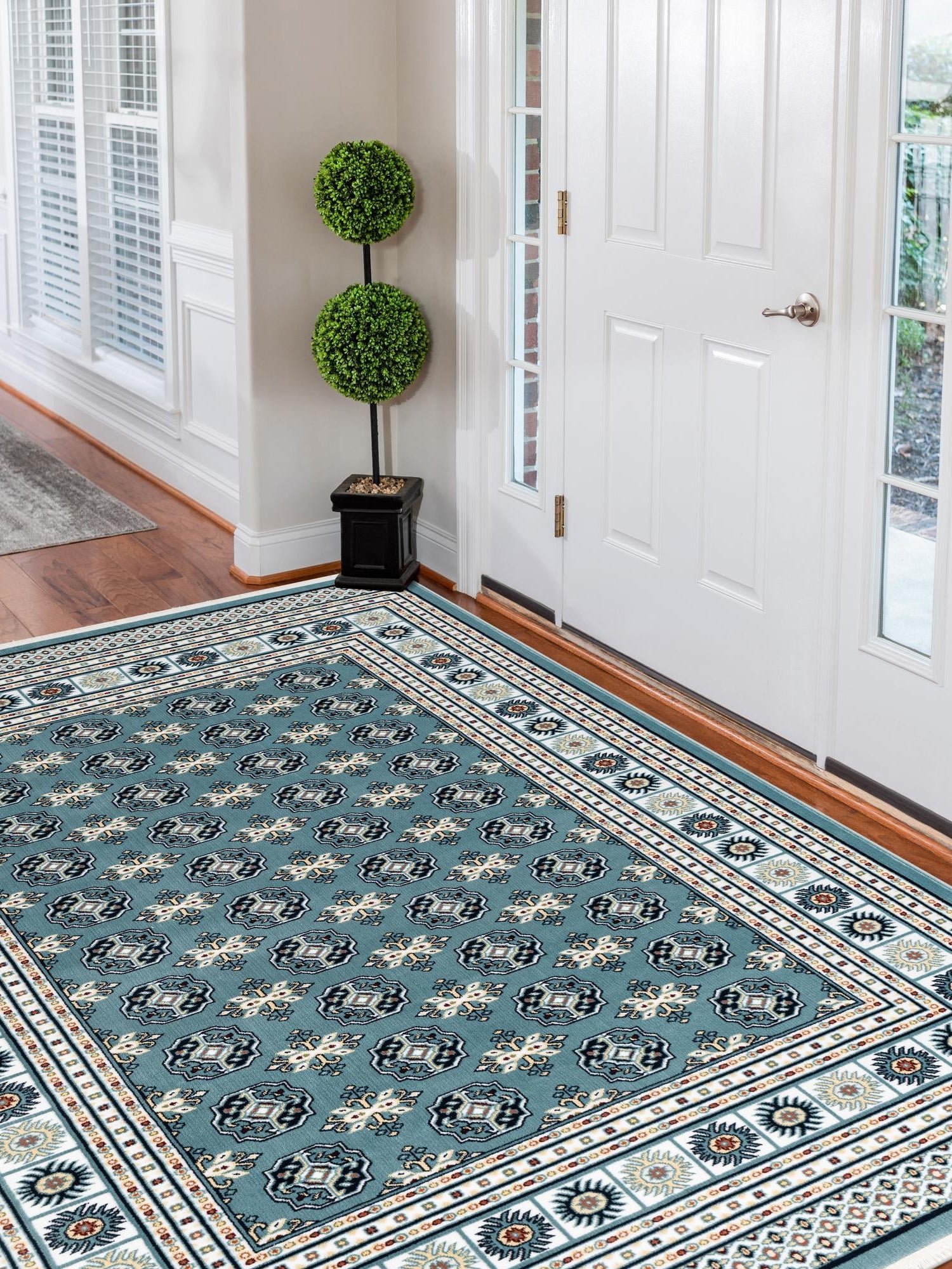 Aegean Blue 5' 3 x 8' Narenj Rectangle Area Rug 85% Polypropylene & 15% Polyester Traditional Classic Carpet for Living, Dining, Bedrooms, Office for Sale at Rug Engine