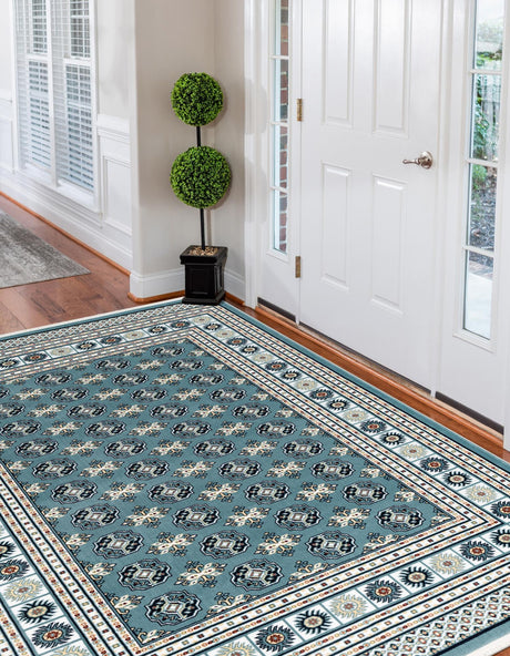 Aegean Blue 5' 3 x 8' Narenj Rectangle Area Rug 85% Polypropylene & 15% Polyester Traditional Classic Carpet for Living, Dining, Bedrooms, Office for Sale at Rug Engine